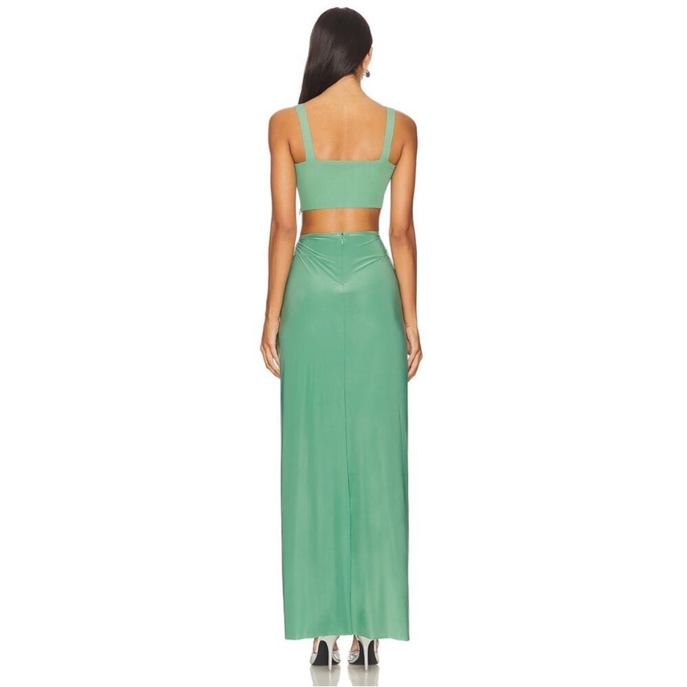 nellie dress in green deme by gabriella Valentina Set Color: Green lightweight kids satin gown